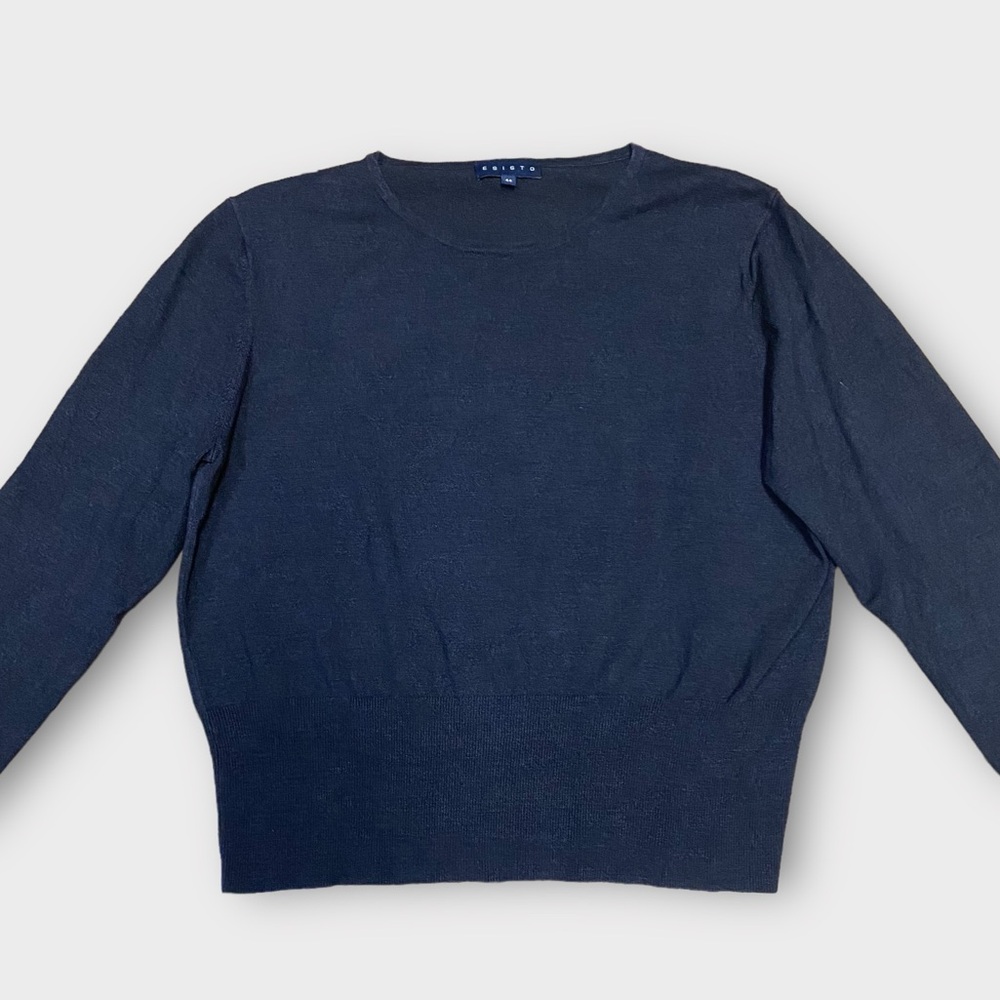 Esisto Women’s Sweater Size US 12 Silk Blend Navy Quiet Luxury Designer